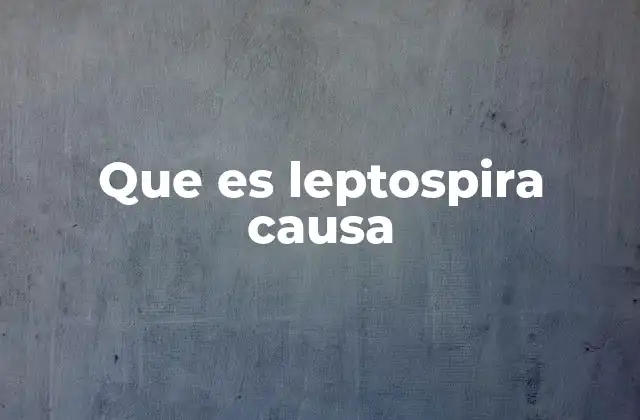 Que es Leptospira Causa