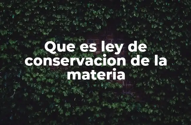 Que es Ley de Conservacion de la Materia