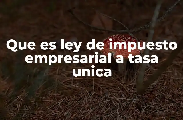 Que es Ley de Impuesto Empresarial a Tasa Unica