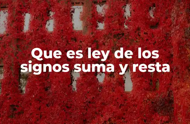 Que es Ley de los Signos Suma y Resta