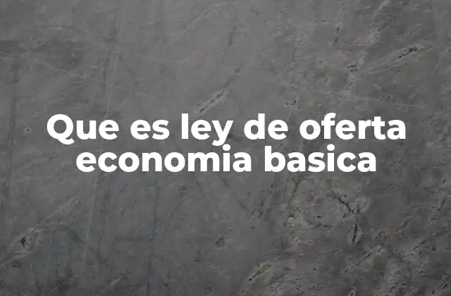 Que es Ley de Oferta Economia Basica