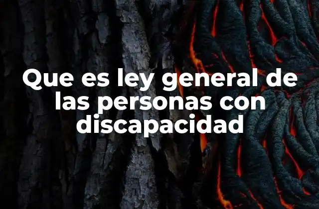 Que es Ley General de las Personas con Discapacidad