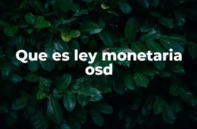 Que es Ley Monetaria Osd
