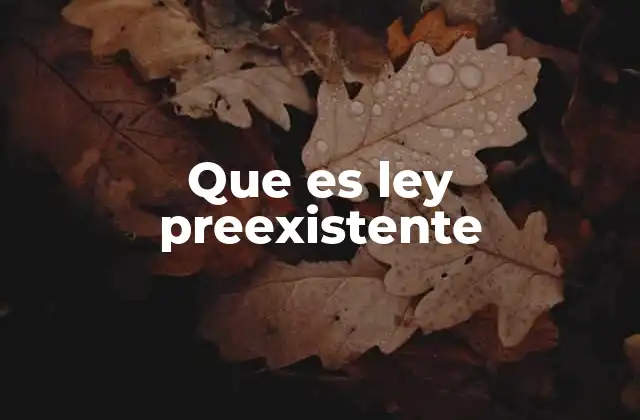 Que es Ley Preexistente