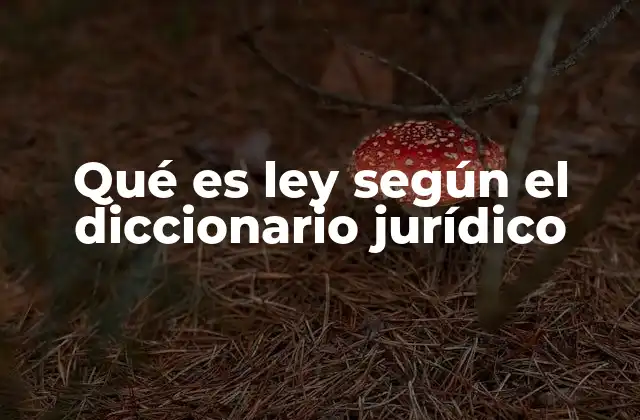 Qué es Ley según el Diccionario Jurídico