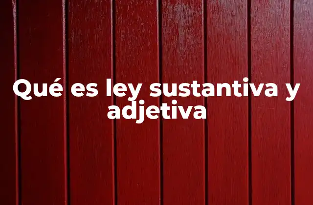 Qué es Ley Sustantiva y Adjetiva