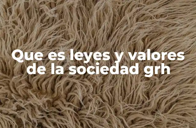 Que es Leyes y Valores de la Sociedad Grh