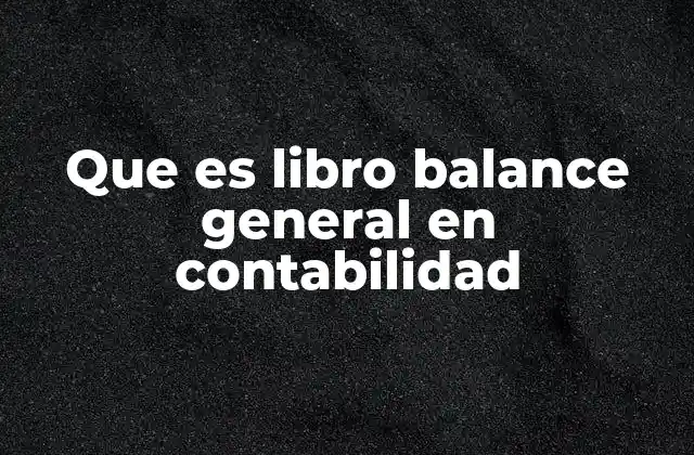Que es Libro Balance General en Contabilidad