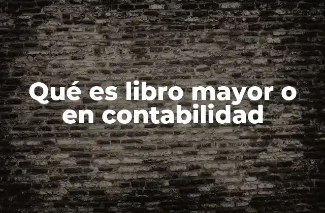 Qué es Libro Mayor o en Contabilidad