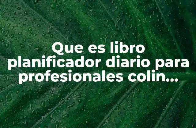 Que es Libro Planificador Diario para Profesionales Colin Scott 2 Cómo un planificador diario mejora la eficiencia profesional