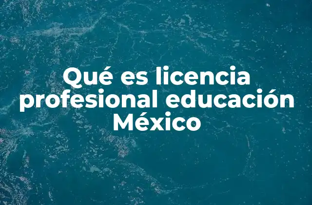 Qué es Licencia Profesional Educación México