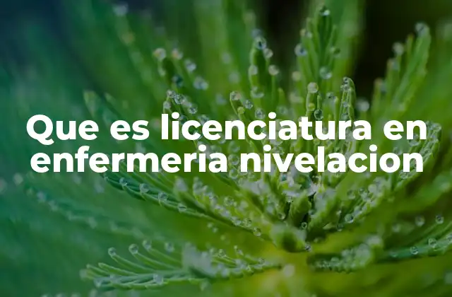 Que es Licenciatura en Enfermeria Nivelacion