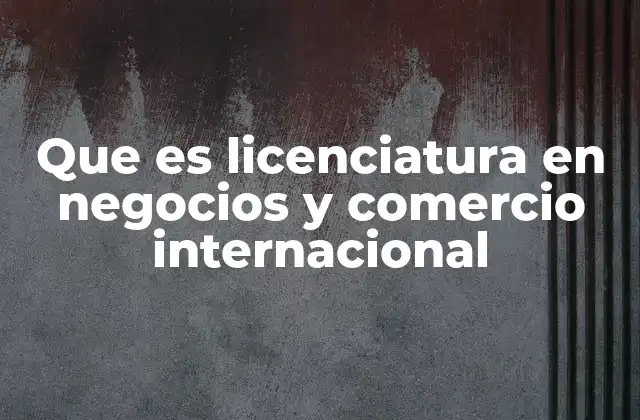 Que es Licenciatura en Negocios y Comercio Internacional