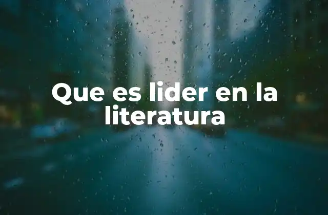 Que es Lider en la Literatura