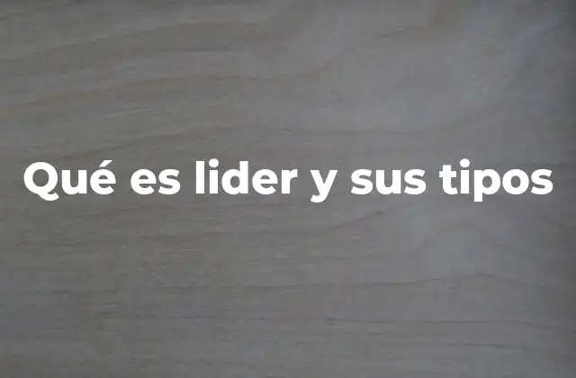 Qué es Lider y Sus Tipos