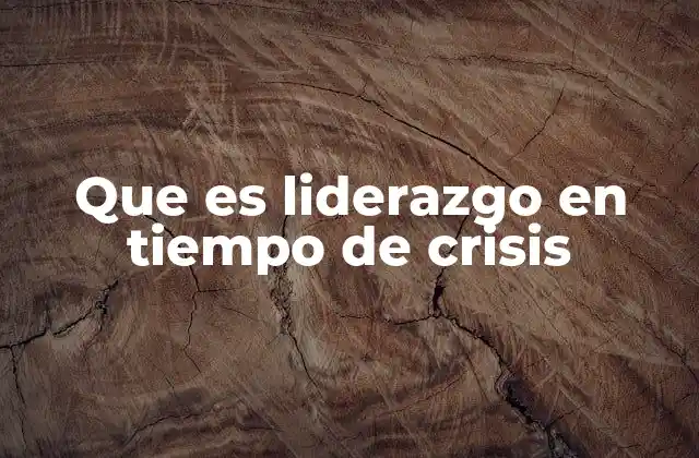 Que es Liderazgo en Tiempo de Crisis