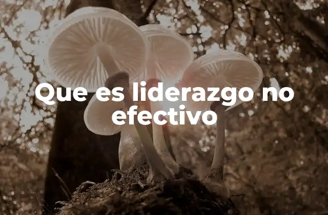 Que es Liderazgo No Efectivo