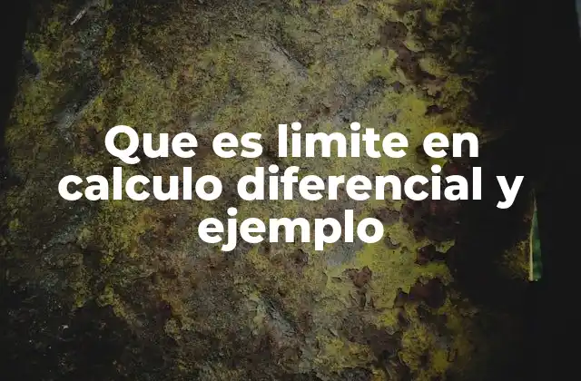 Que es Limite en Calculo Diferencial y Ejemplo