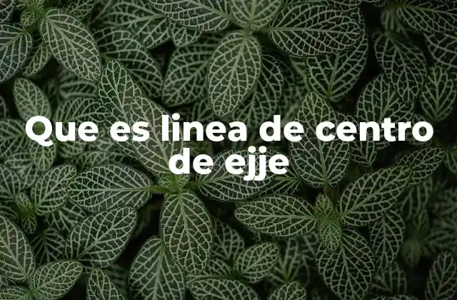 Que es Linea de Centro de Ejje