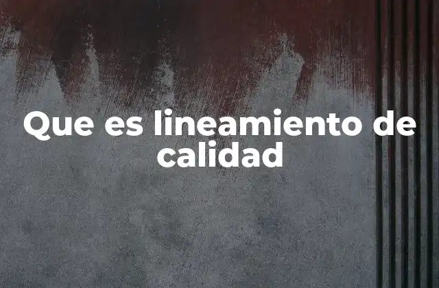 Que es Lineamiento de Calidad