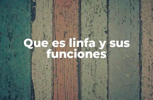 Que es Linfa y Sus Funciones