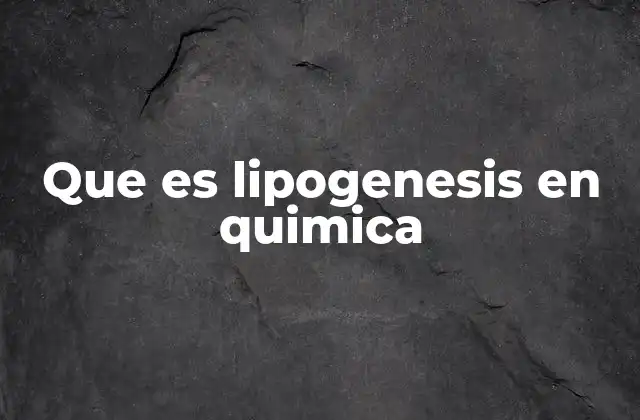 Que es Lipogenesis en Quimica