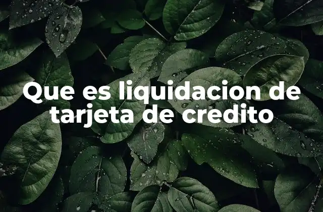 Que es Liquidacion de Tarjeta de Credito