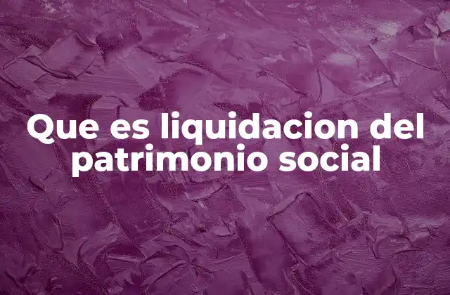 Que es Liquidacion Del Patrimonio Social