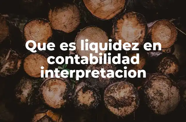Que es Liquidez en Contabilidad Interpretacion