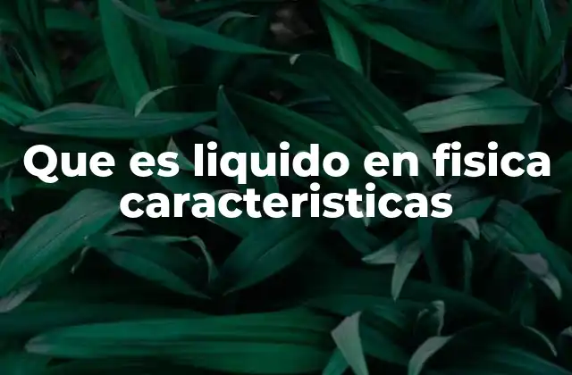 Que es Liquido en Fisica Caracteristicas