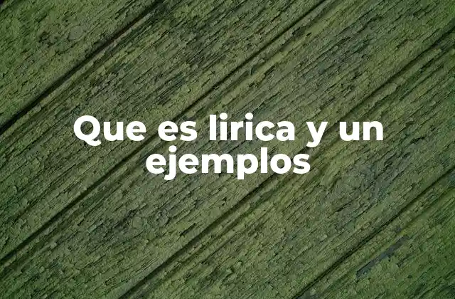 Que es Lirica y un Ejemplos