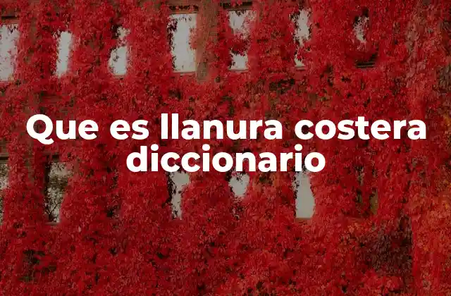 Que es Llanura Costera Diccionario