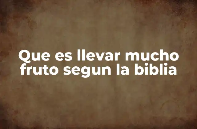 Que es Llevar Mucho Fruto Segun la Biblia 2 La relación entre la vida espiritual y el fruto en la Biblia