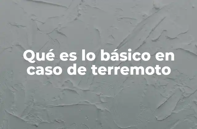 Qué es Lo Básico en Caso de Terremoto