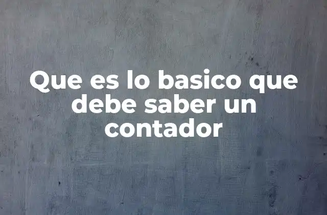 Que es Lo Basico que Debe Saber un Contador