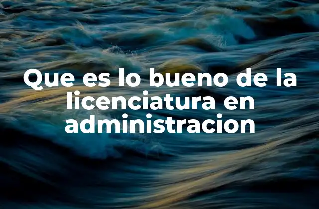 Que es Lo Bueno de la Licenciatura en Administracion