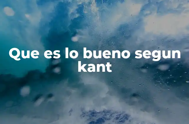 Que es Lo Bueno Segun Kant