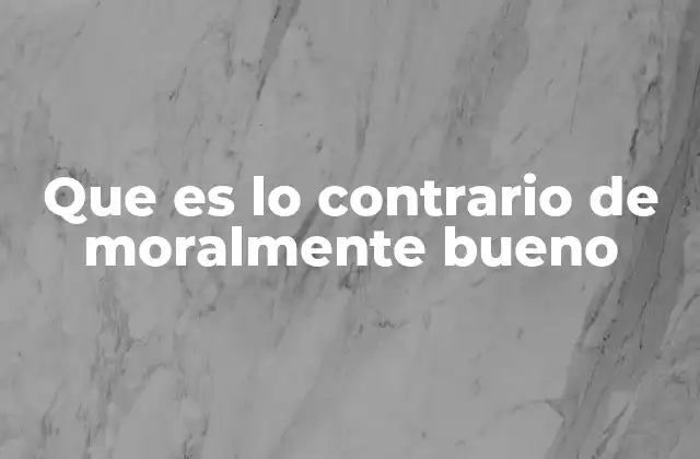 Que es Lo Contrario de Moralmente Bueno