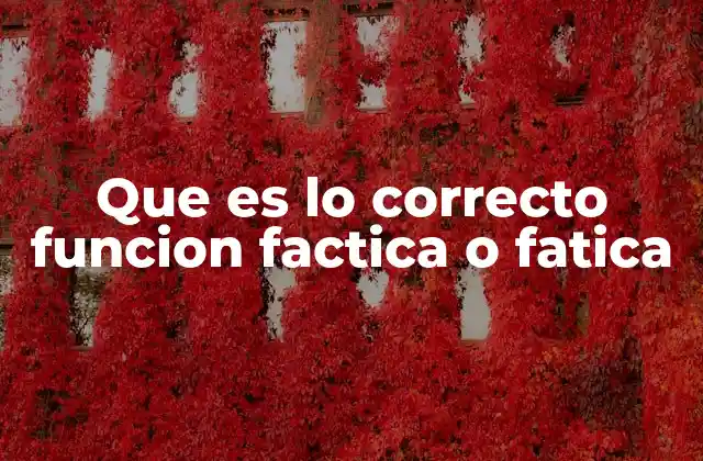 Que es Lo Correcto Funcion Factica o Fatica