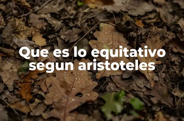 Que es Lo Equitativo Segun Aristoteles
