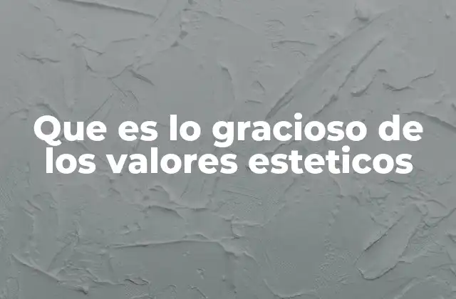 Que es Lo Gracioso de los Valores Esteticos