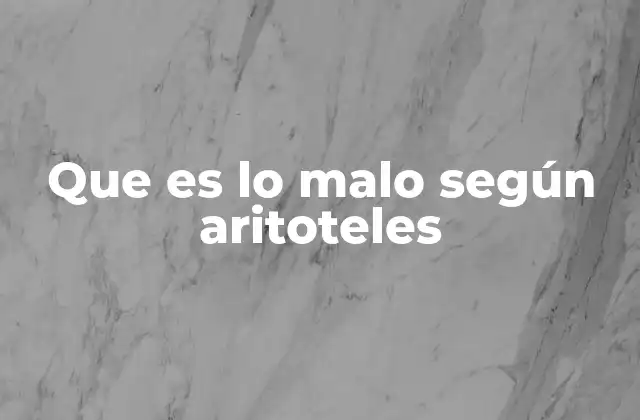 Que es Lo Malo según Aritoteles