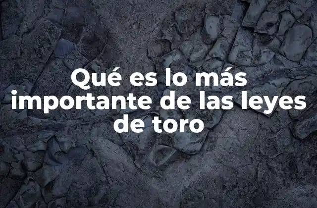 Qué es Lo Más Importante de las Leyes de Toro