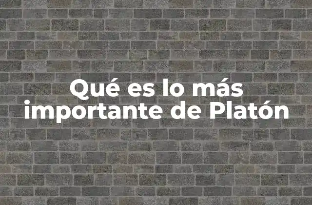 Qué es Lo Más Importante de Platón