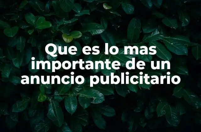 Que es Lo mas Importante de un Anuncio Publicitario