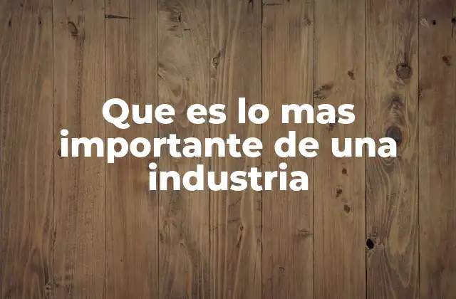 Que es Lo mas Importante de una Industria