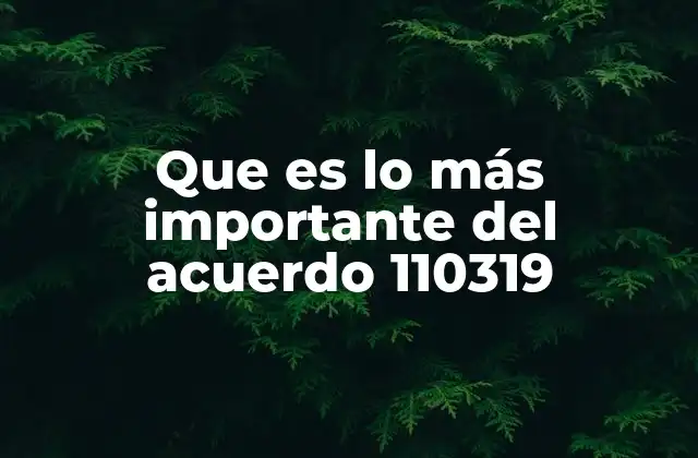 Que es Lo Más Importante Del Acuerdo 110319