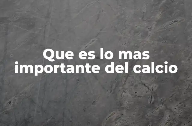 Que es Lo mas Importante Del Calcio