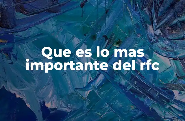 Que es Lo mas Importante Del Rfc