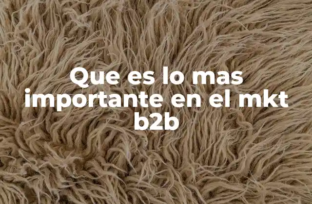 Que es Lo mas Importante en el Mkt B2b